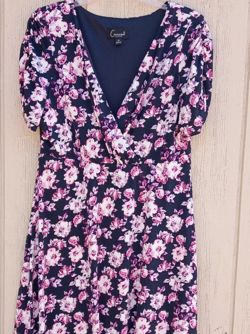 Connected Apparel Blue Floral Dress, size 12